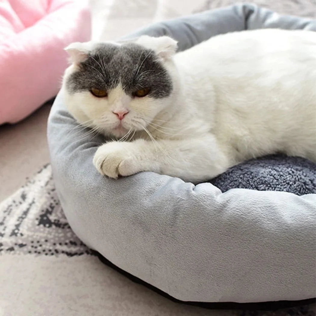 Pet Cat round Bed Dog Cushion Bed Calming Soft Sleeping Bed with Pillow for Small Dog & Indoor Cats
