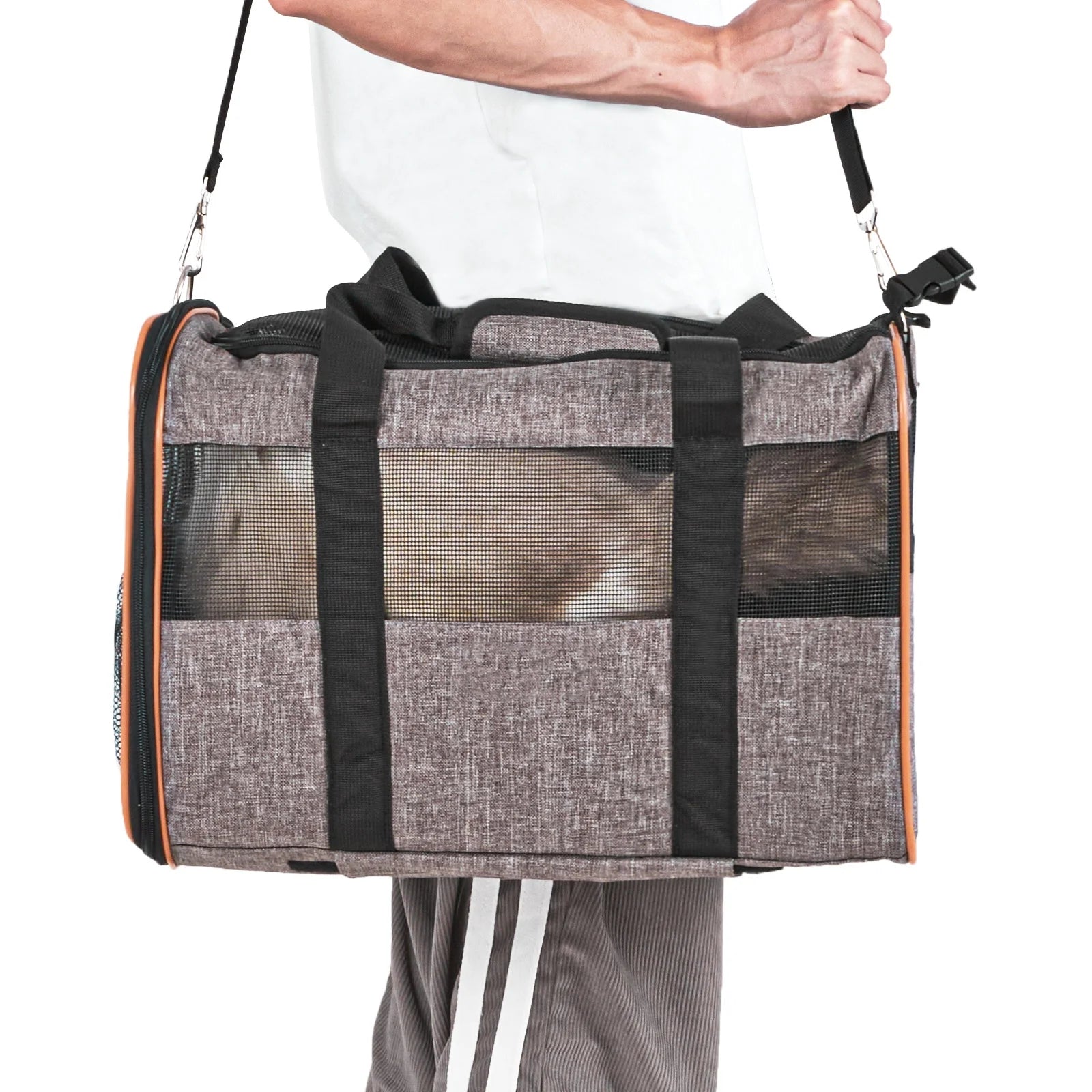 Cat Carrier with Wheels Airline Approved Rolling Pet Carrier 22 Lbs Grey for Cat Dog Small Medium Animals Kitten Puppy