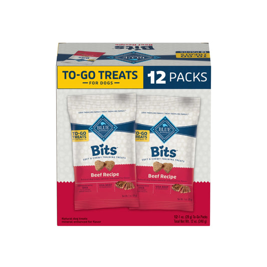 Bits Natural Soft Moist to Go Dog Training Treats Beef Recipe Bags