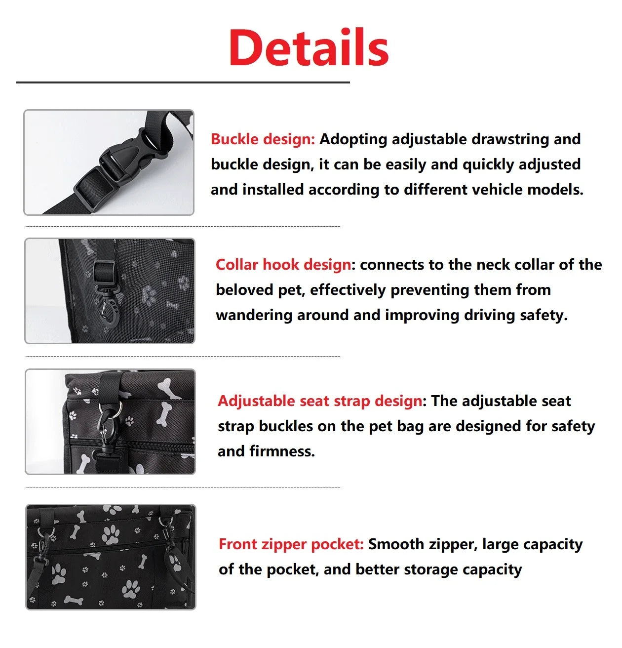 Pet Dog Cat Car Seat Booster for Small & Medium Pets, Portable Breathable Foldable Pet Carrier Seat Safety Anti-Collapse for Travel with Seat Belt, Dark Gray