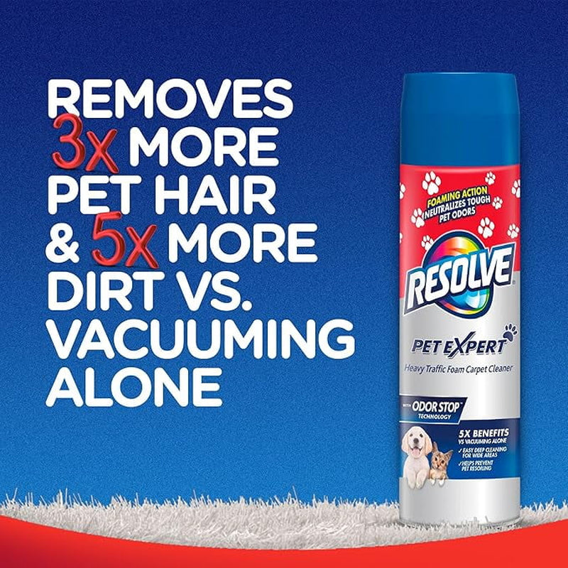 Pet High Traffic Carpet Stain Cleaner Solution and Odor Remover Foam, 22Oz