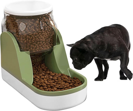 Automatic Dog Food Feeder Gravity Cat Food Dispenser Large Capacity Pet Self Feeding Station Bowl Dish for Small and Medium Dogs Cats,1 Gallon,Green