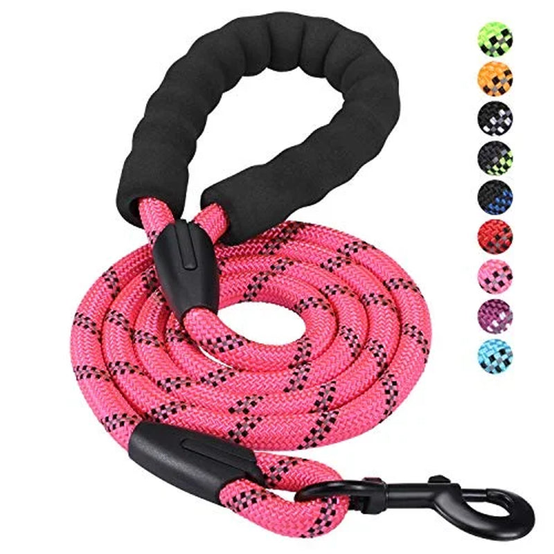 Dog Leash 6 FT with Comfortable Padded Handle, Highly Reflective Threads Leash for Medium Large Dogs, 1/2 Inch Diameter,Pink