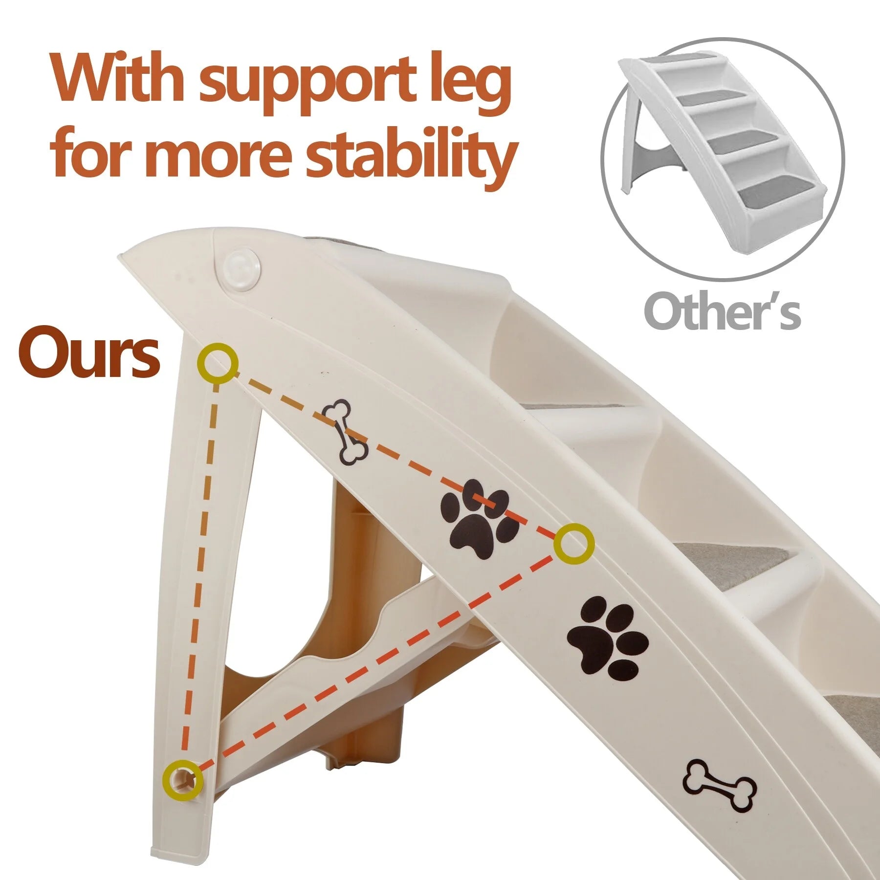 Pet Dog Foldable Stairs 4 Steps for High Bed for Small Dogs