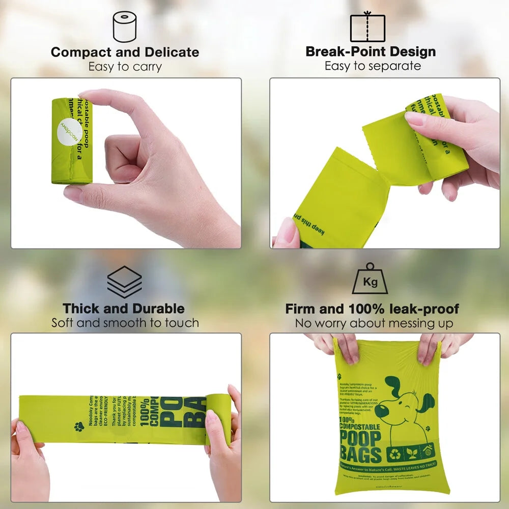 Dog Poop Bags, Certified Composting Doggy Waste Bags, Leak-Proof Scented Puppy Litter Bags, 18 Rolls, 270 Bags(9''X13'')