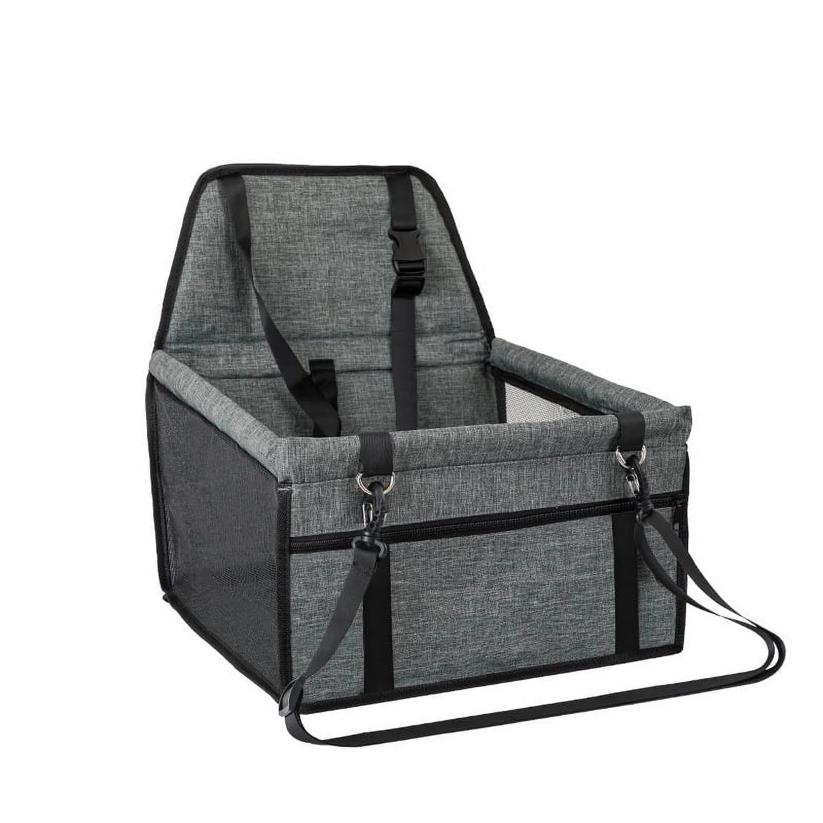 Pet Dog Cat Car Seat Booster for Small & Medium Pets, Portable Breathable Foldable Pet Carrier Seat Safety Anti-Collapse for Travel with Seat Belt, Dark Gray