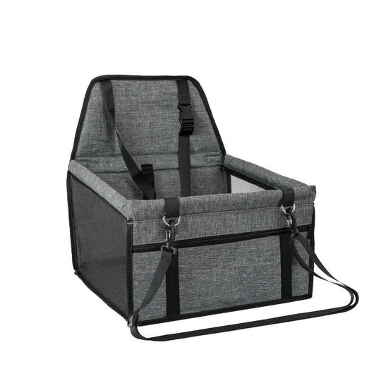 Pet Dog Cat Car Seat Booster for Small & Medium Pets, Portable Breathable Foldable Pet Carrier Seat Safety Anti-Collapse for Travel with Seat Belt, Dark Gray