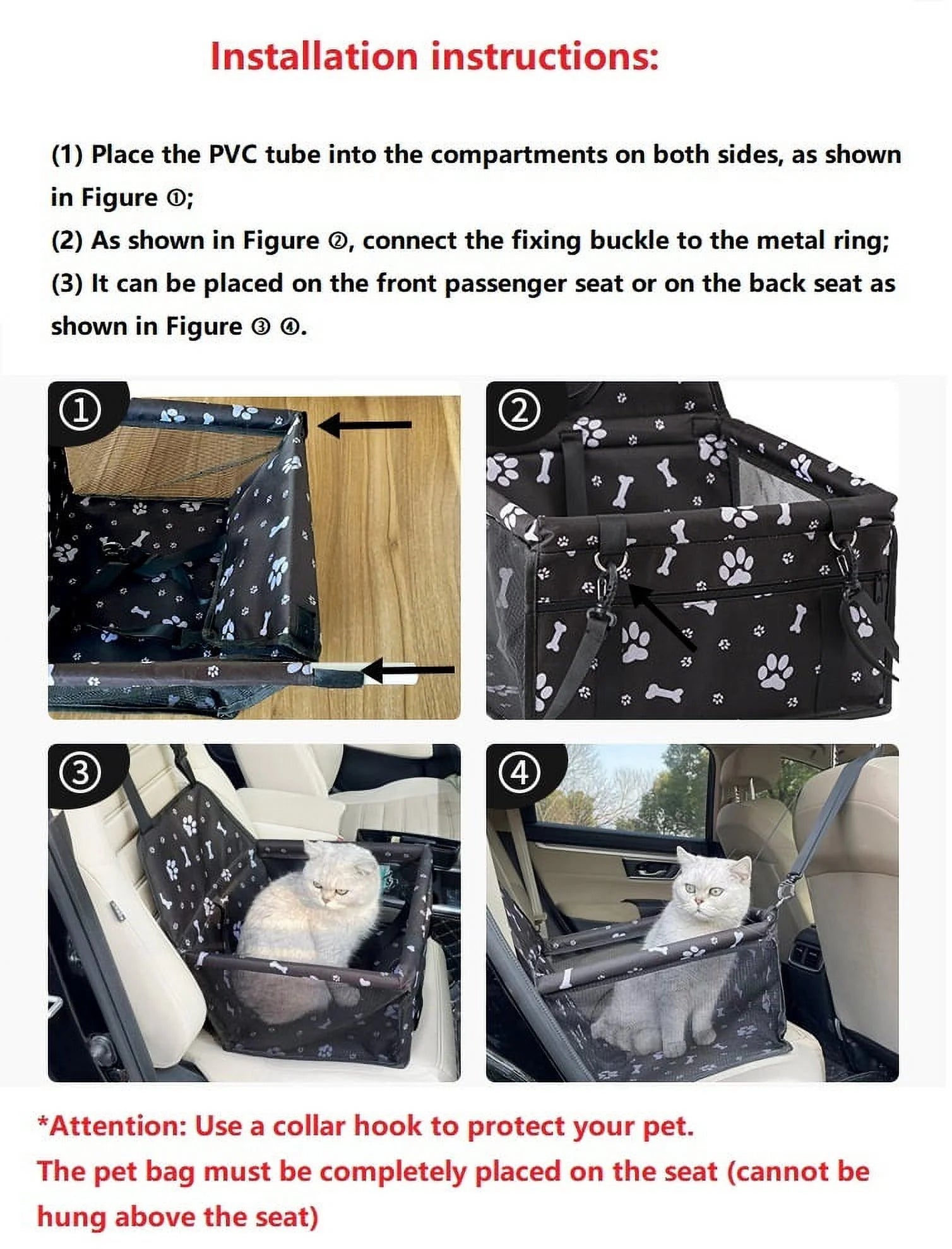 Pet Dog Cat Car Seat Booster for Small & Medium Pets, Portable Breathable Foldable Pet Carrier Seat Safety Anti-Collapse for Travel with Seat Belt, Dark Gray