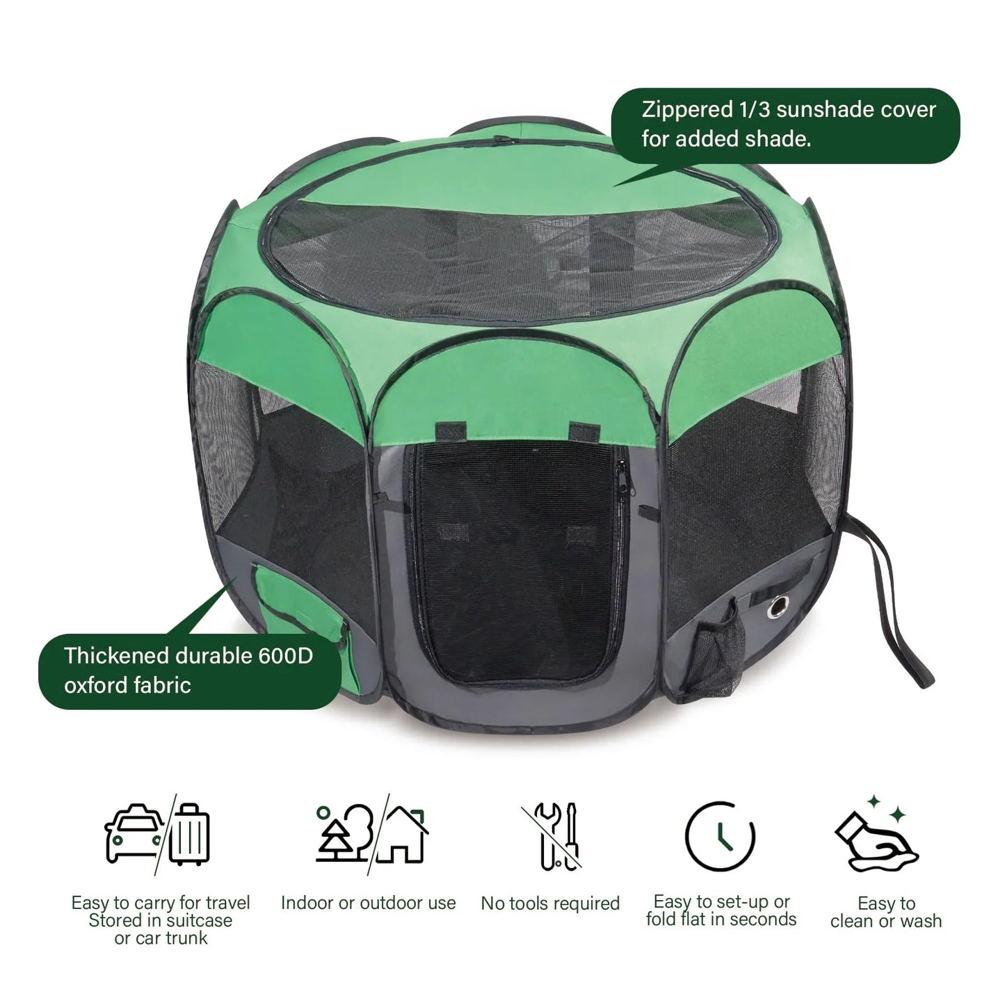 56" Dog Playpen Pop-Up Pet Playpen for Indoor, Extra Large Folding Soft Dog Crate Portable Waterproof Outdoor Playpen for Dog Cat Rest Play Recovery W/Bowl, Durable for Travel