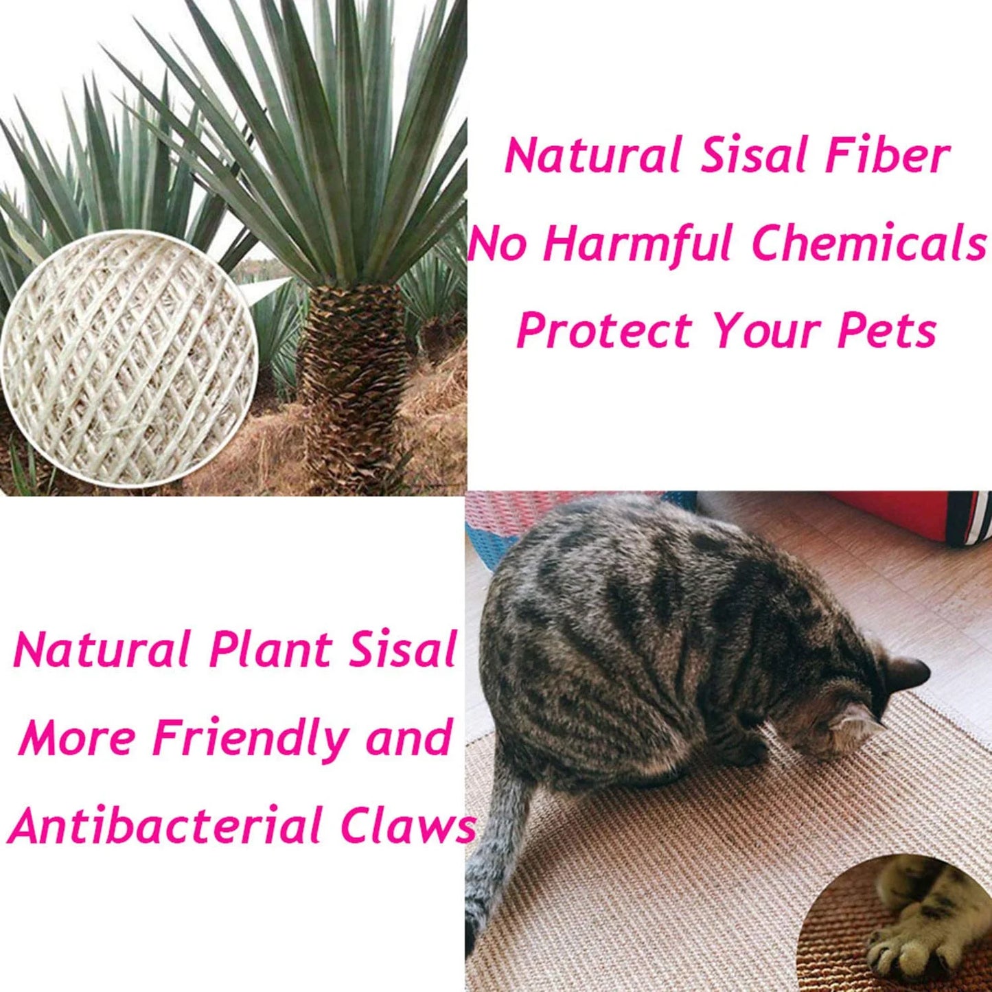 Sulobom Natural Sisal Cat Scratching Pad with Anti-Slip Backing