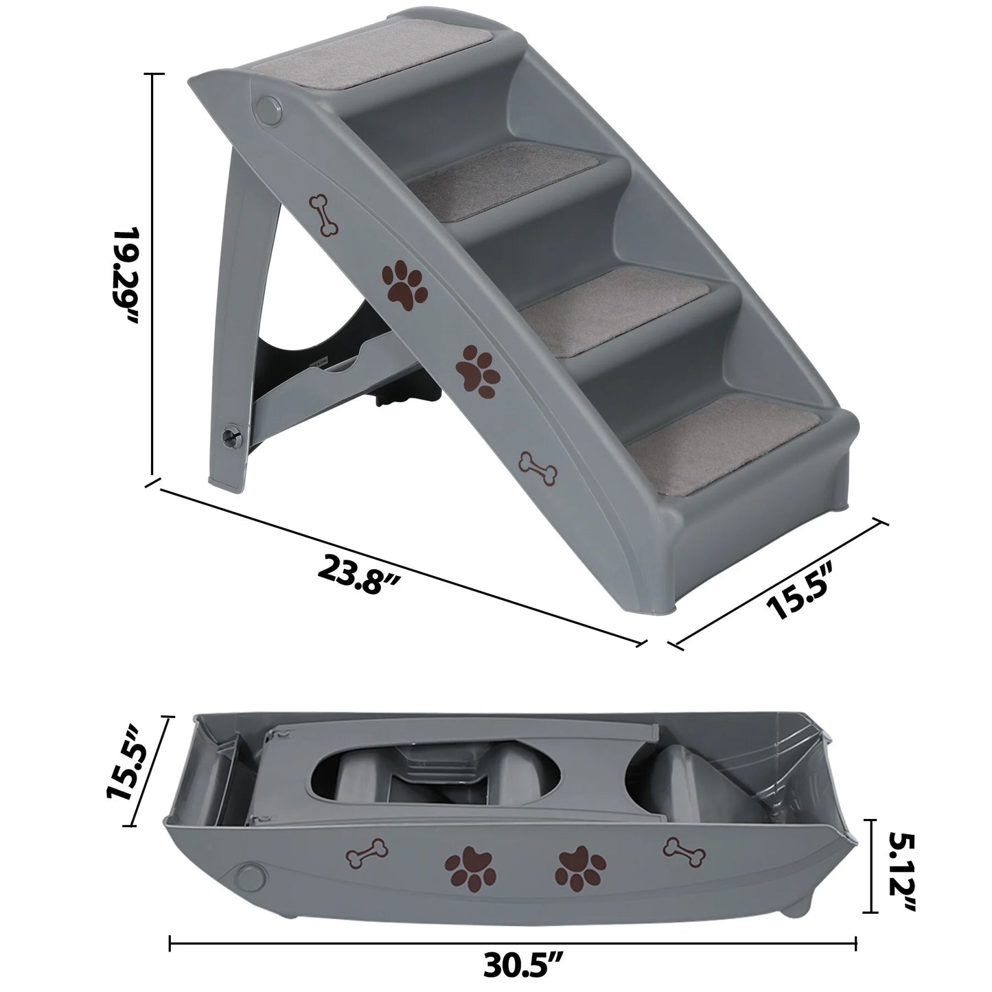 Pet Dog Foldable Stairs 4 Steps for High Bed with Non-Slip Pad for Indoor Outdoor