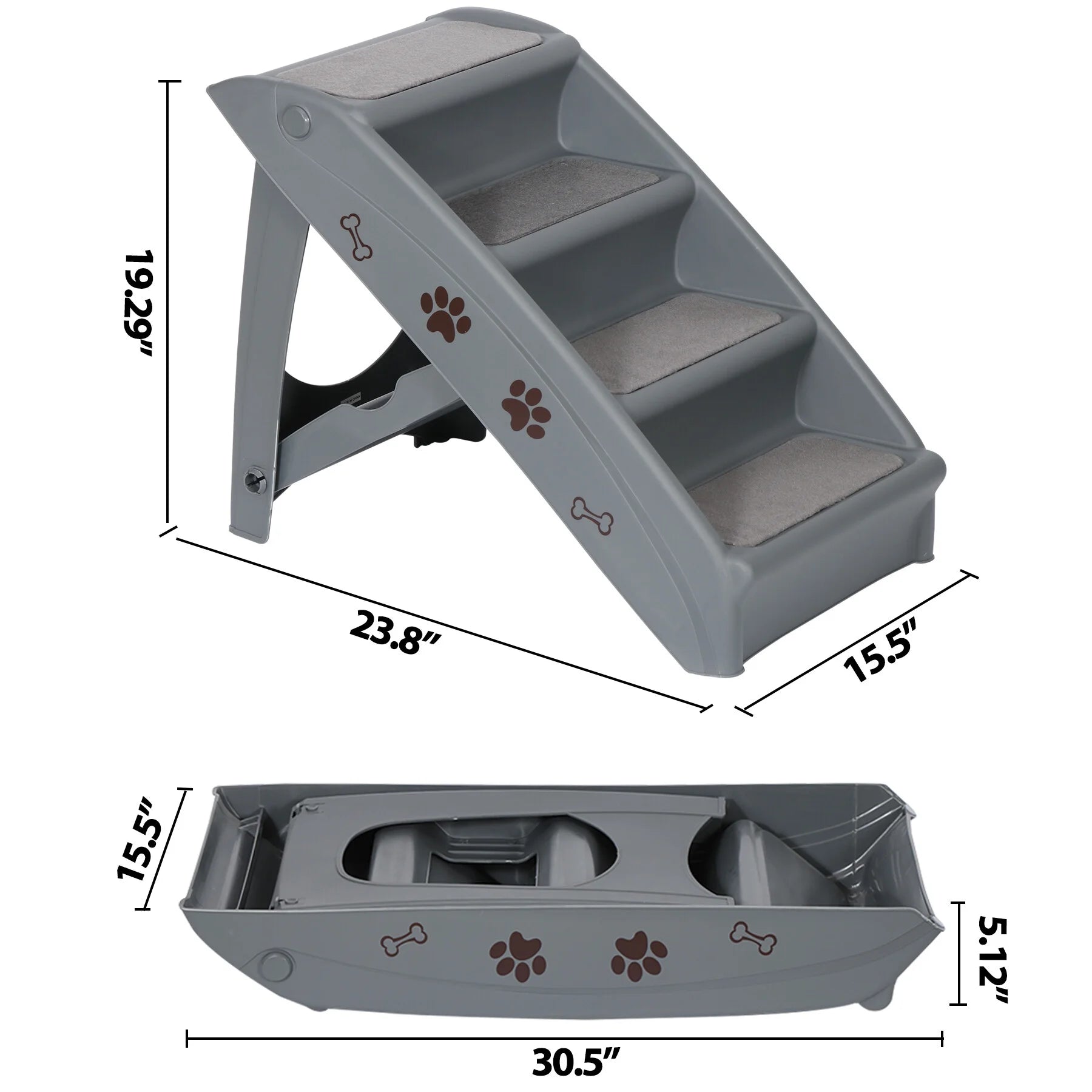 Pet Dog Foldable Stairs 4 Steps for High Bed with Non-Slip Pad for Indoor Outdoor