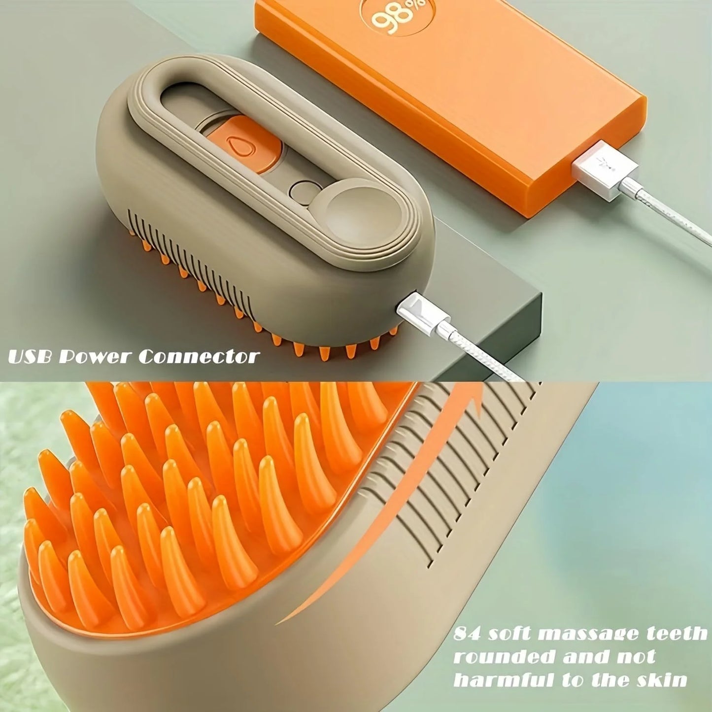 Defur Comb for Cats, 2024 New 3-In-1 Cat Steam Brush for Massaging and Cleaning Shedding Pets, Defur Comb for Long and Short Hair Cats and Dogs Grooming Tool (White)