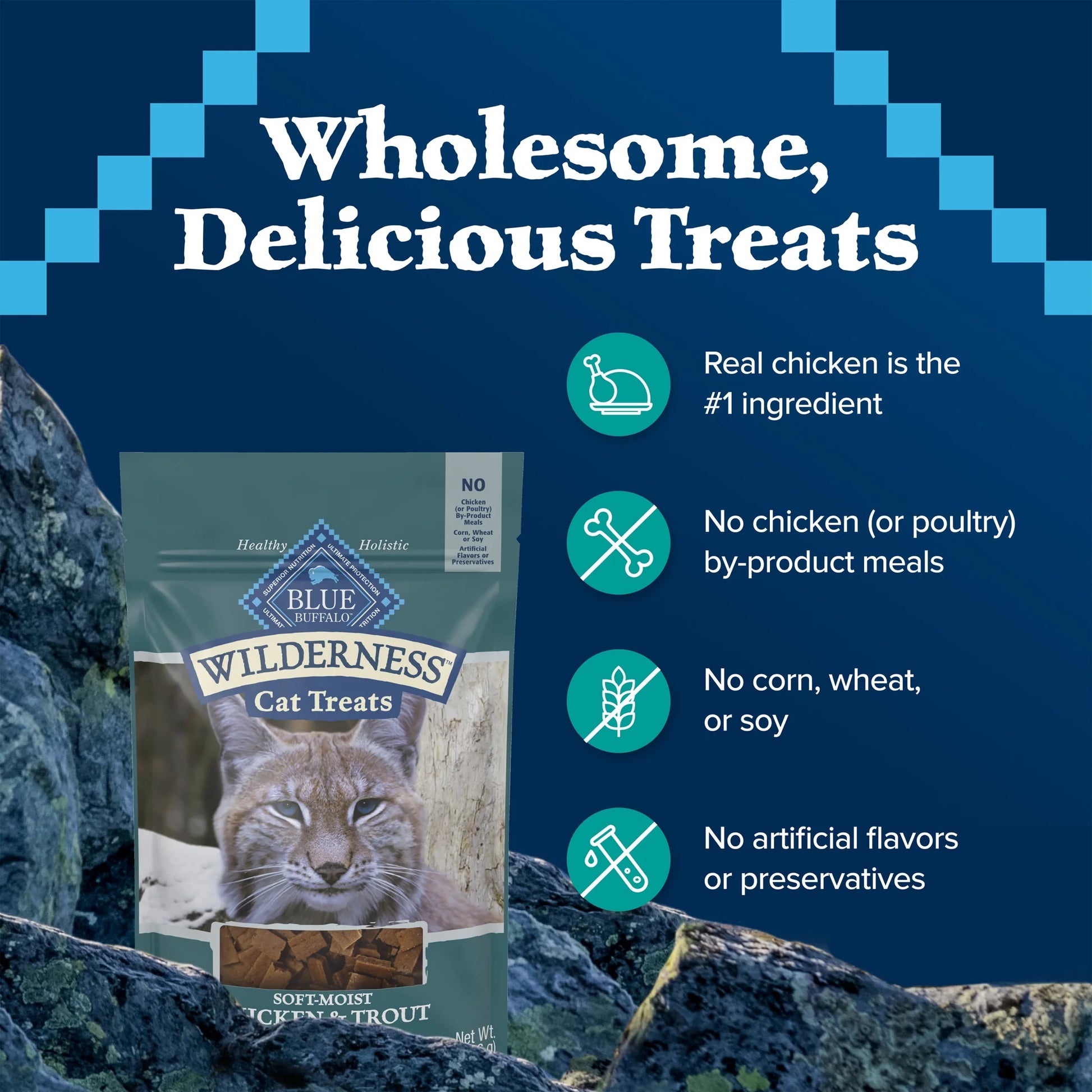 Wilderness Soft Cat Treats, Chicken & Trout Recipe, 2-Oz. Bag