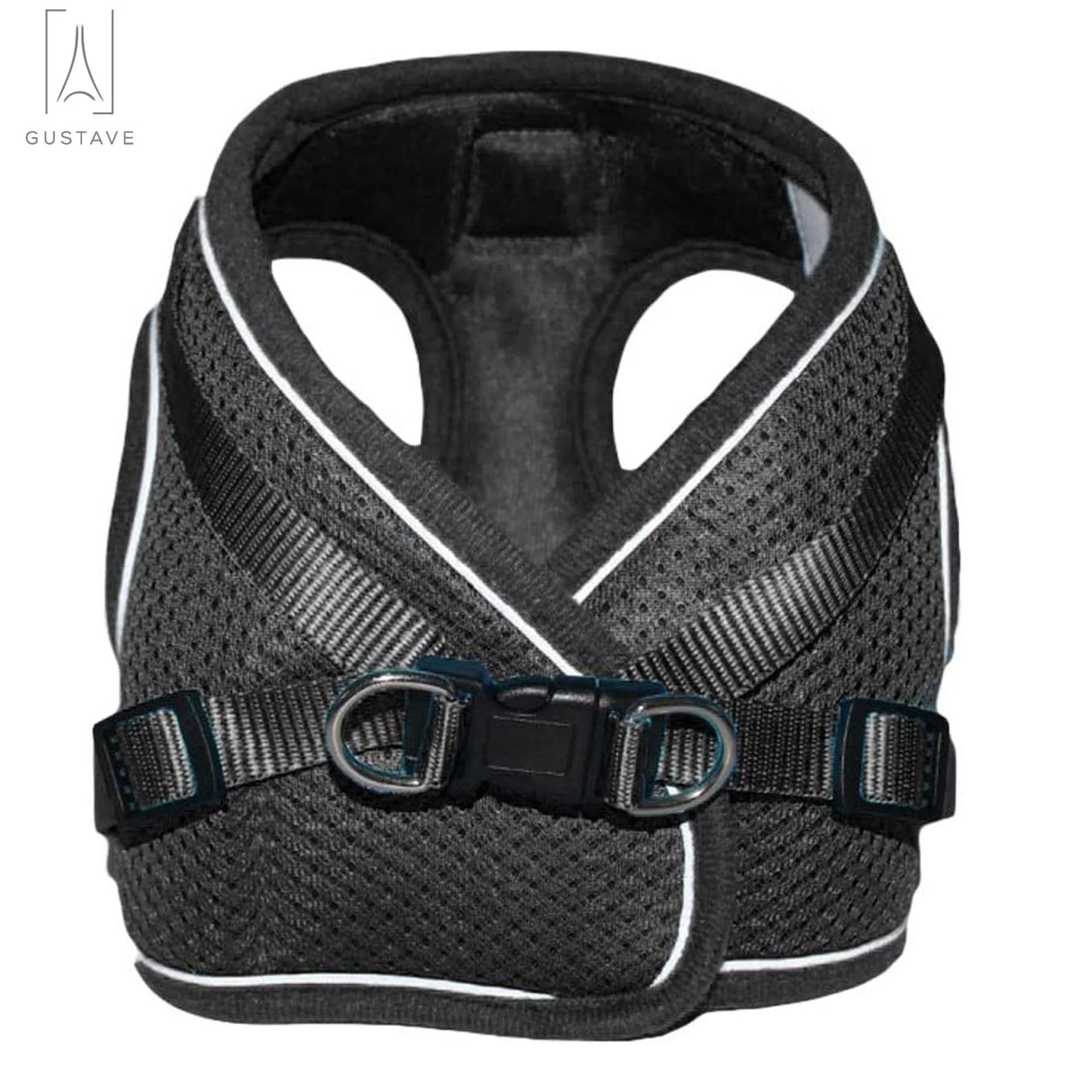 Soft Mesh Pet Dog Harness and Leash Set, No-Pull Pet Harness Adjustable Reflective Breathable Mesh for Small Medium Dogs and Cats (Black, Size S)