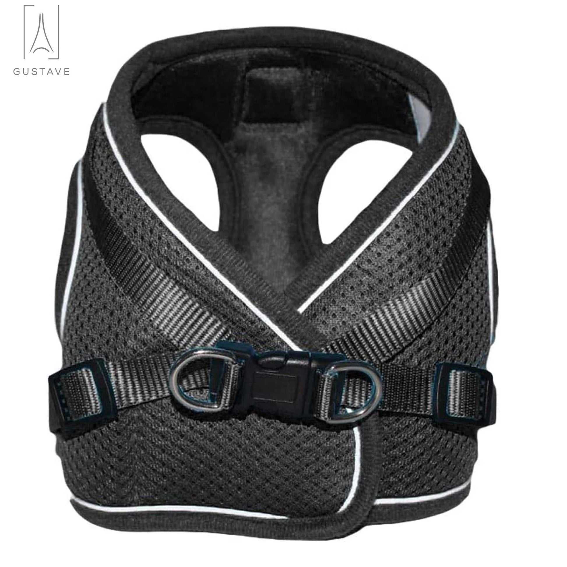 Soft Mesh Pet Dog Harness and Leash Set, No-Pull Pet Harness Adjustable Reflective Breathable Mesh for Small Medium Dogs and Cats (Black, Size S)