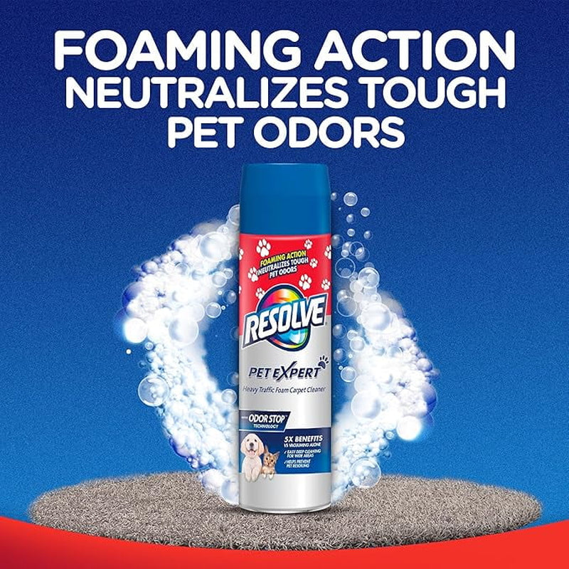 Pet High Traffic Carpet Stain Cleaner Solution and Odor Remover Foam, 22Oz