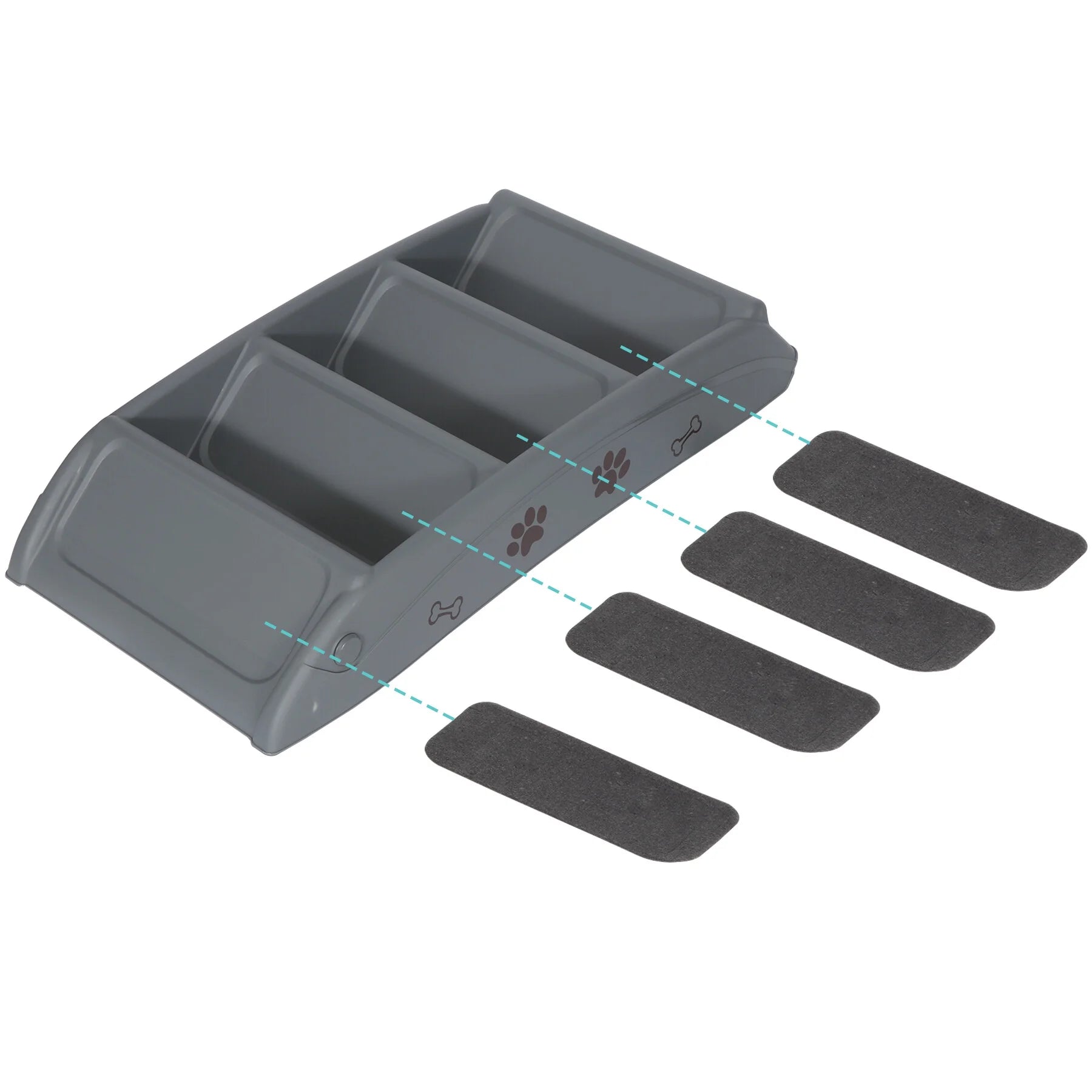 Pet Dog Foldable Stairs 4 Steps for High Bed with Non-Slip Pad for Indoor Outdoor