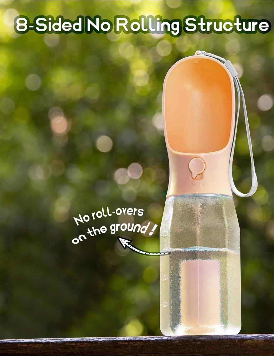Portable 3-In-1 Dog Water Bottle with Food Container & Poop Bag Holder, 20Oz (Orange)
