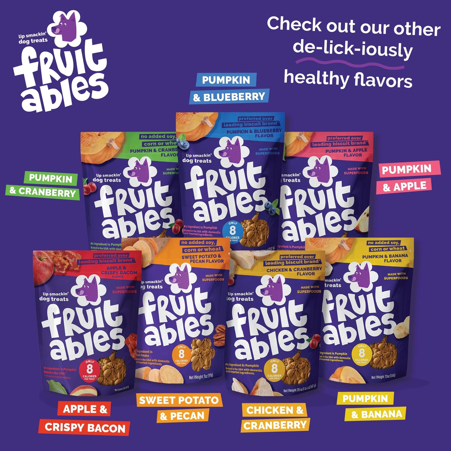 Crunchy Baked Dog Treats, Pumpkin & Blueberry Flavor, 7 Oz Bag