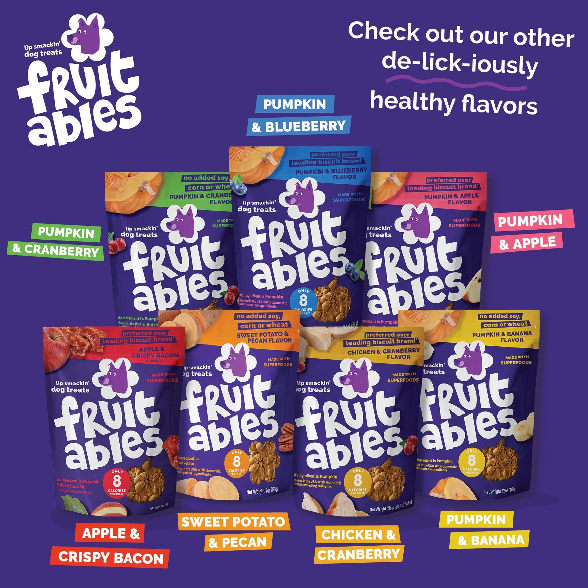 Crunchy Baked Dog Treats, Pumpkin & Blueberry Flavor, 7 Oz Bag