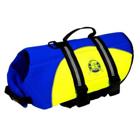 Dog Life Jacket - Keep Your Canine Safe with a Neoprene Life Vest - Designer Life Jackets - Perfect for Swimming and Boating - Blue and Yellow, Small