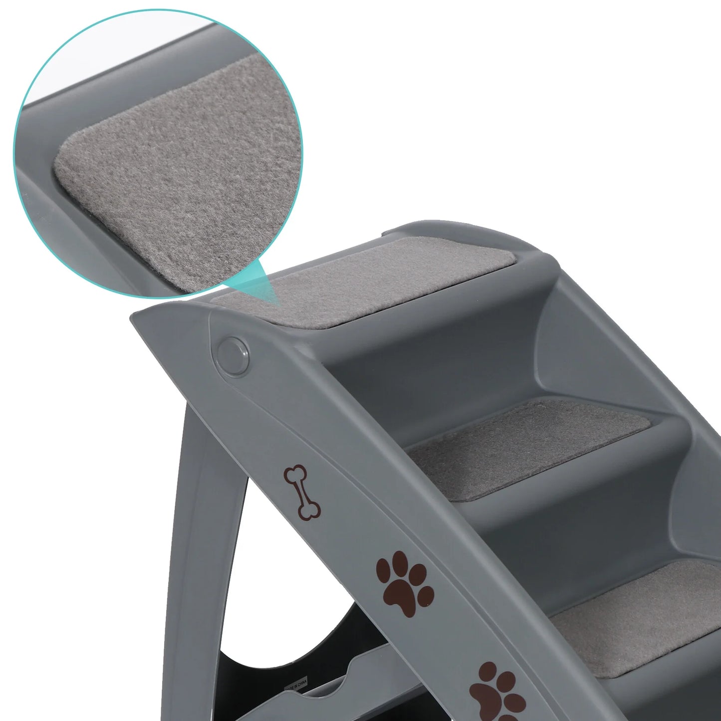 Pet Dog Foldable Stairs 4 Steps for High Bed with Non-Slip Pad for Indoor Outdoor