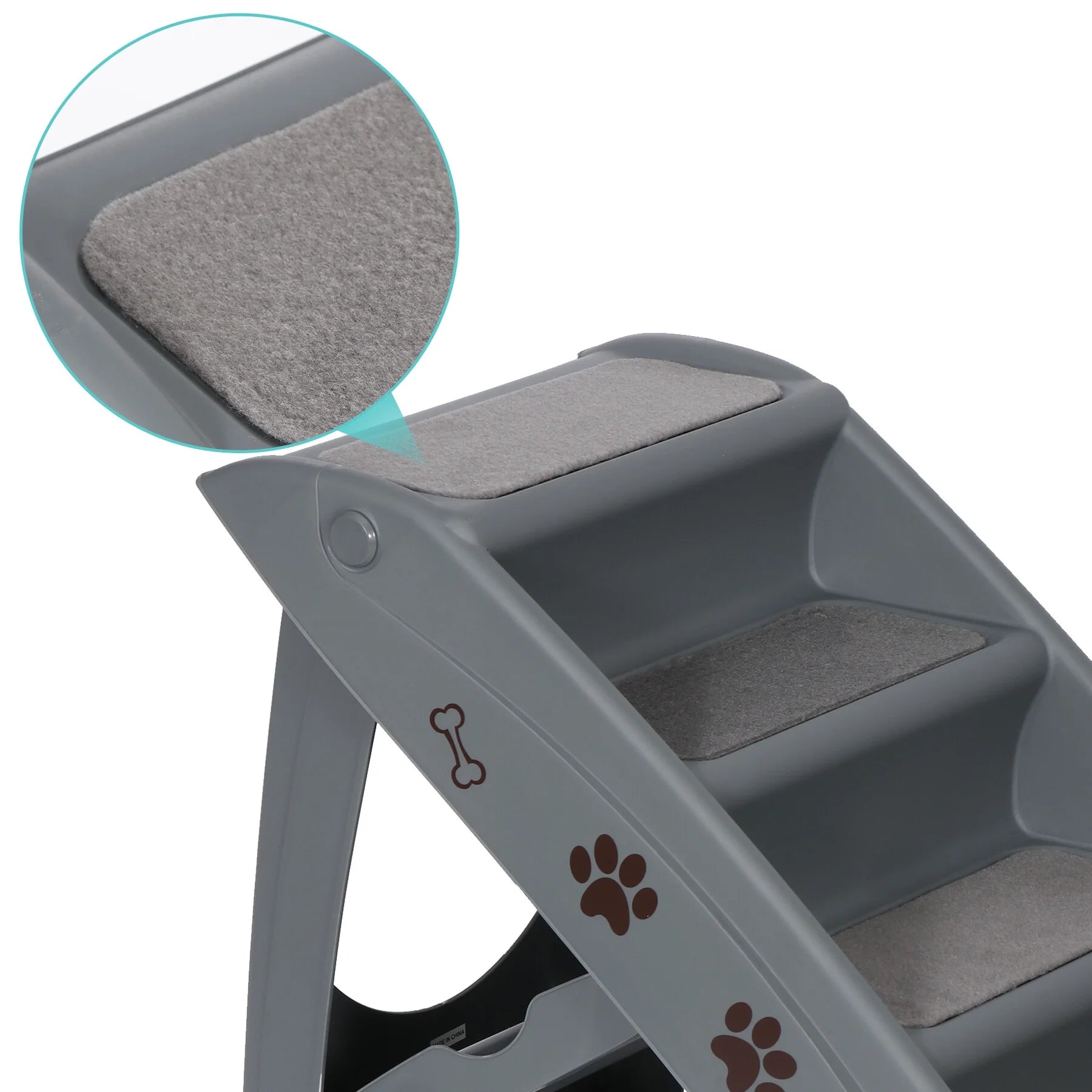 Pet Dog Foldable Stairs 4 Steps for High Bed with Non-Slip Pad for Indoor Outdoor