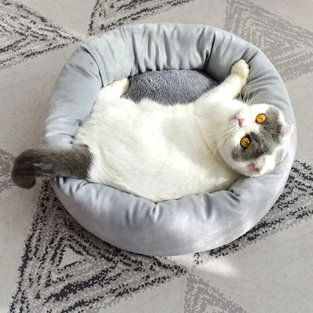 Pet Cat round Bed Dog Cushion Bed Calming Soft Sleeping Bed with Pillow for Small Dog & Indoor Cats