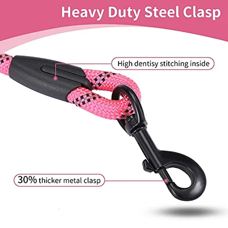 Dog Leash 6 FT with Comfortable Padded Handle, Highly Reflective Threads Leash for Medium Large Dogs, 1/2 Inch Diameter,Pink