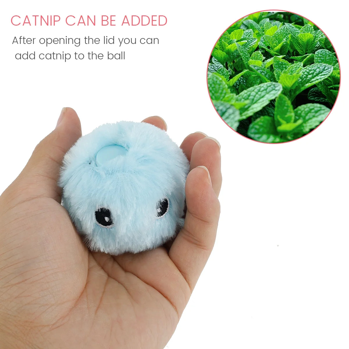 Cat Toy Balls, Interactive Chirping Balls with 3 Lifelike Animal Chirping Sounds Frog Cricket Bird Kitten Refillable Catnip Toys Cat Kicker Toys for Indoor Cats Exercise