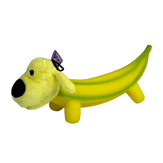 Smiling Dog Loofa Pals Latex Plush Dog Toy, Banana Shaped