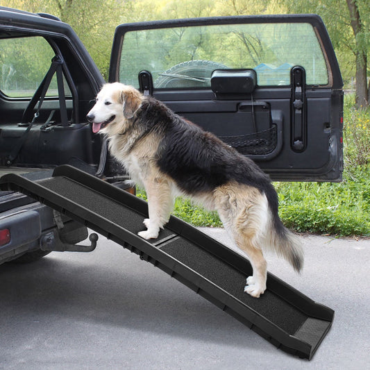 62" Bi-Fold Portable Dog Ramp for Large Pet Trunk Back Seat Ladder Step Car SUV