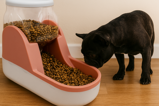 Pet Food Dispenser – Automatic Gravity Feeder Bowl for Dogs & Cats (1 Gallon, Pink)