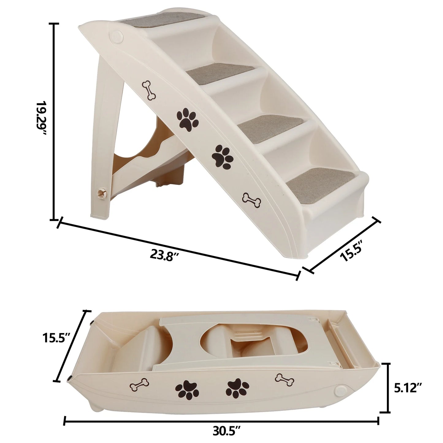 Pet Dog Foldable Stairs 4 Steps for High Bed for Small Dogs