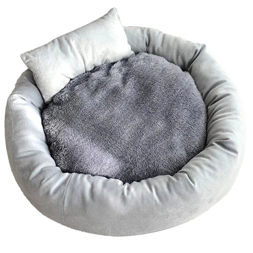 Pet Cat round Bed Dog Cushion Bed Calming Soft Sleeping Bed with Pillow for Small Dog & Indoor Cats