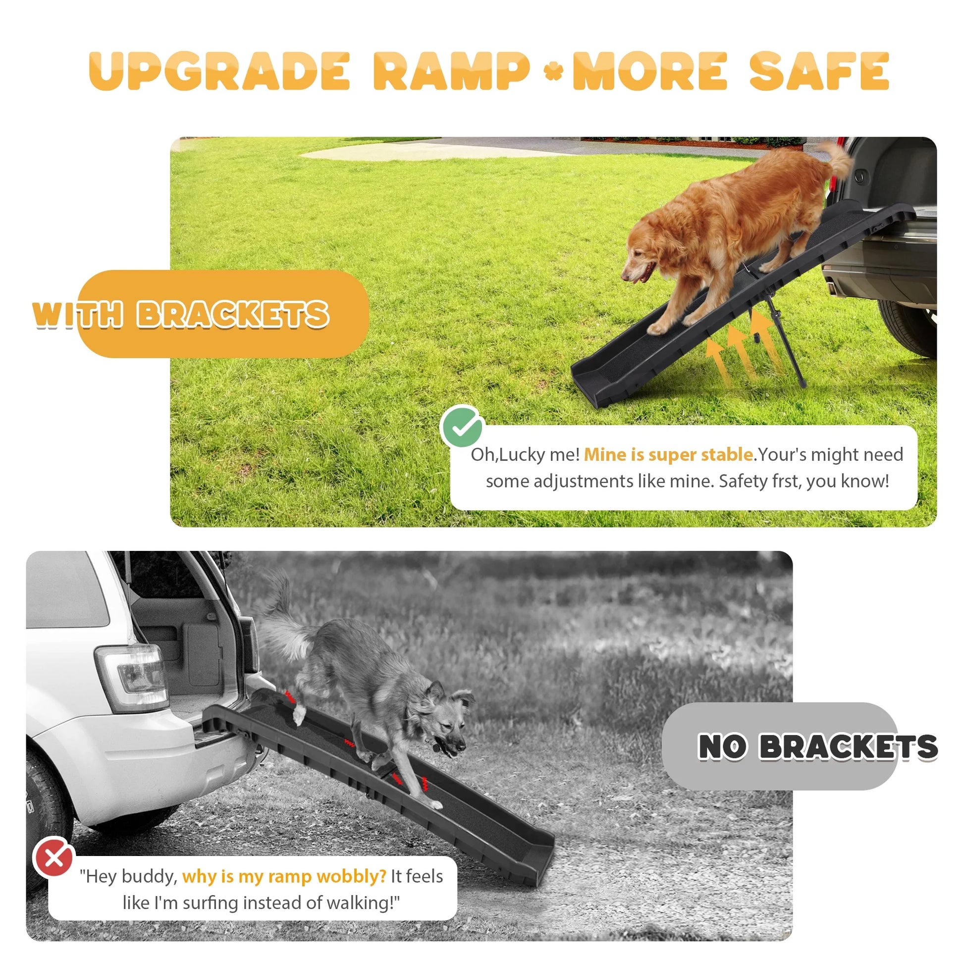62" Bi-Fold Portable Dog Ramp for Large Pet Trunk Back Seat Ladder Step Car SUV