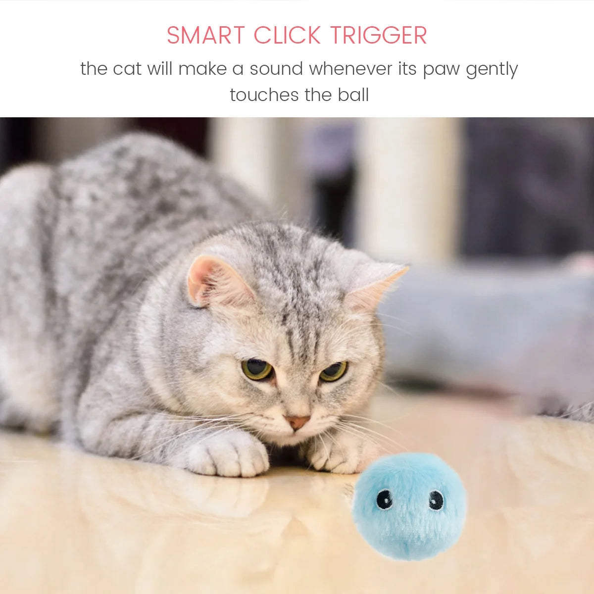Cat Toy Balls, Interactive Chirping Balls with 3 Lifelike Animal Chirping Sounds Frog Cricket Bird Kitten Refillable Catnip Toys Cat Kicker Toys for Indoor Cats Exercise