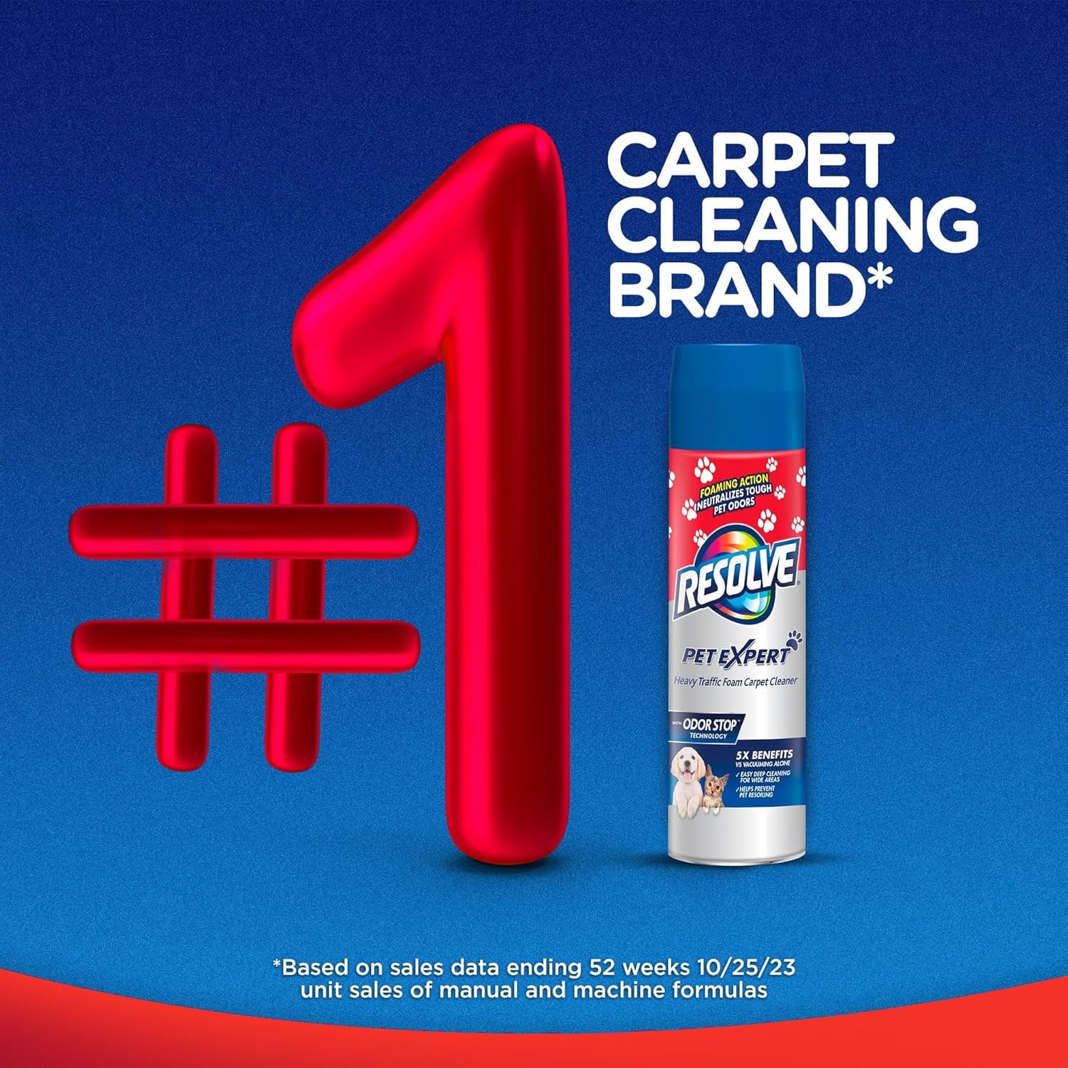 Pet High Traffic Carpet Stain Cleaner Solution and Odor Remover Foam, 22Oz
