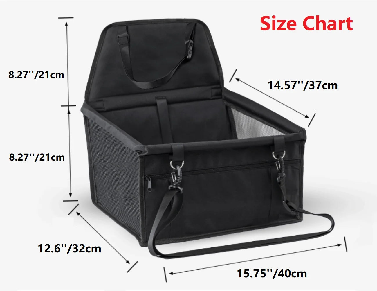 Pet Dog Cat Car Seat Booster for Small & Medium Pets, Portable Breathable Foldable Pet Carrier Seat Safety Anti-Collapse for Travel with Seat Belt, Dark Gray