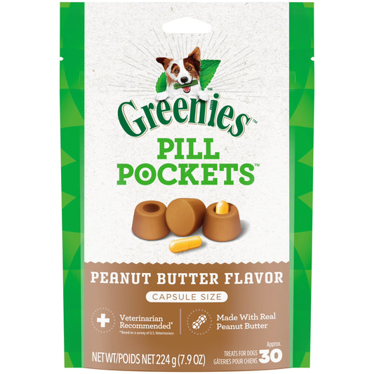 Pill Pockets for Dogs Peanut Butter Large, Capsule Size Soft Dog Treats, 7.9 Oz, (30 Pk)