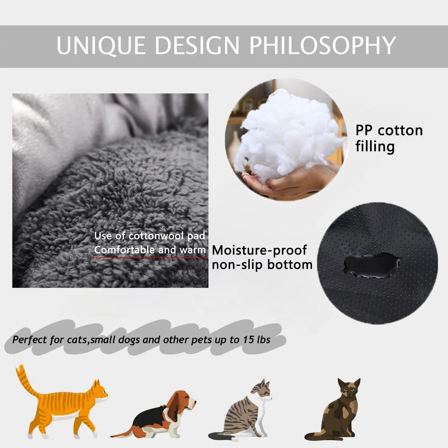 Pet Cat round Bed Dog Cushion Bed Calming Soft Sleeping Bed with Pillow for Small Dog & Indoor Cats