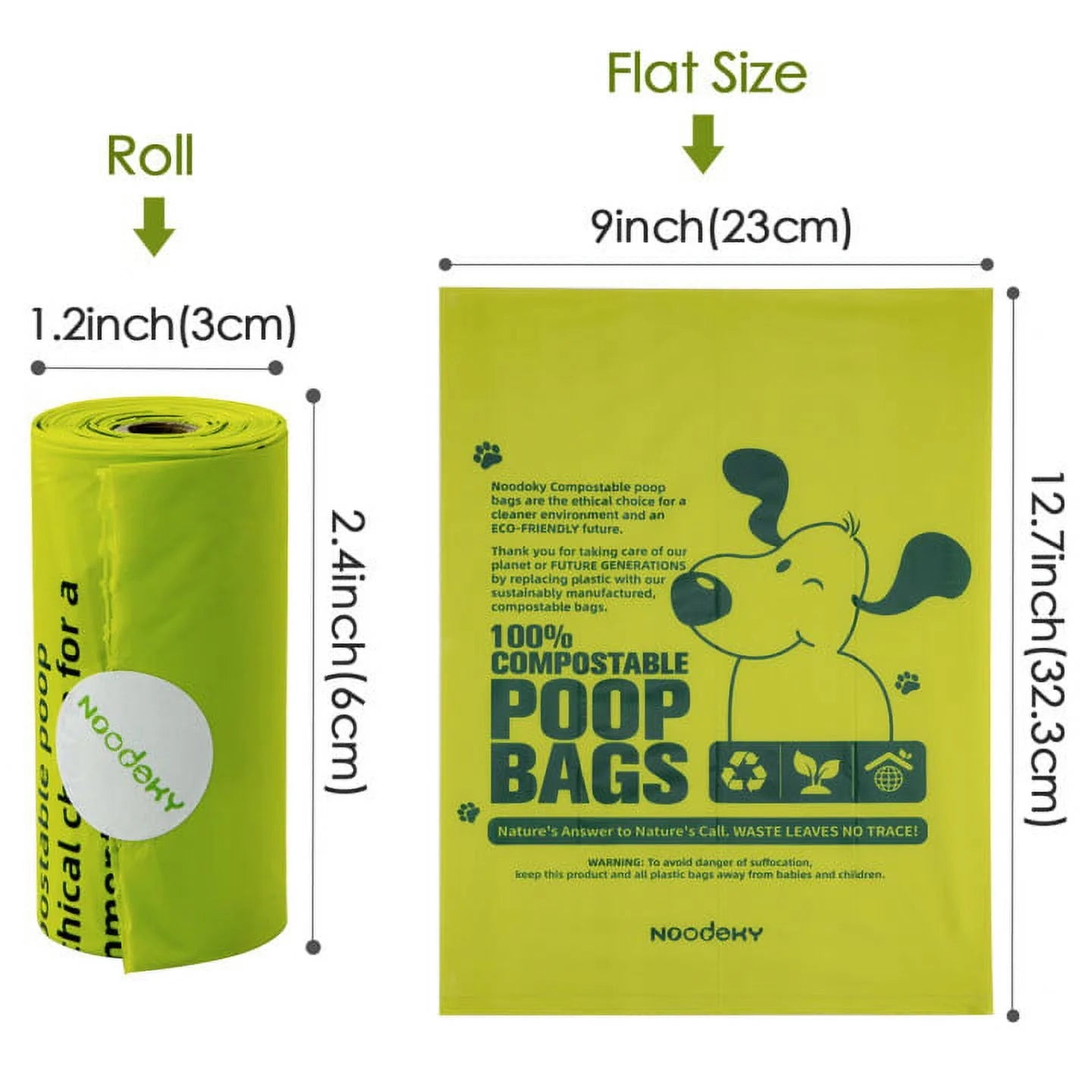 Dog Poop Bags, Certified Composting Doggy Waste Bags, Leak-Proof Scented Puppy Litter Bags, 18 Rolls, 270 Bags(9''X13'')