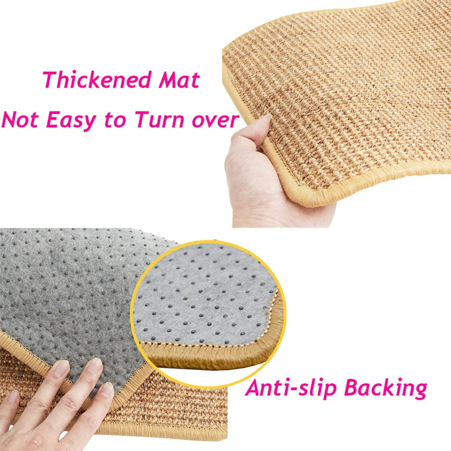 Sulobom Natural Sisal Cat Scratching Pad with Anti-Slip Backing