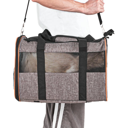 Cat Carrier with Wheels Airline Approved Rolling Pet Carrier 22 Lbs Grey for Cat Dog Small Medium Animals Kitten Puppy