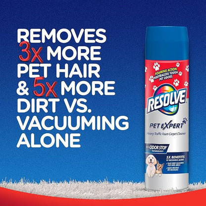 Pet High Traffic Carpet Stain Cleaner Solution and Odor Remover Foam, 22Oz