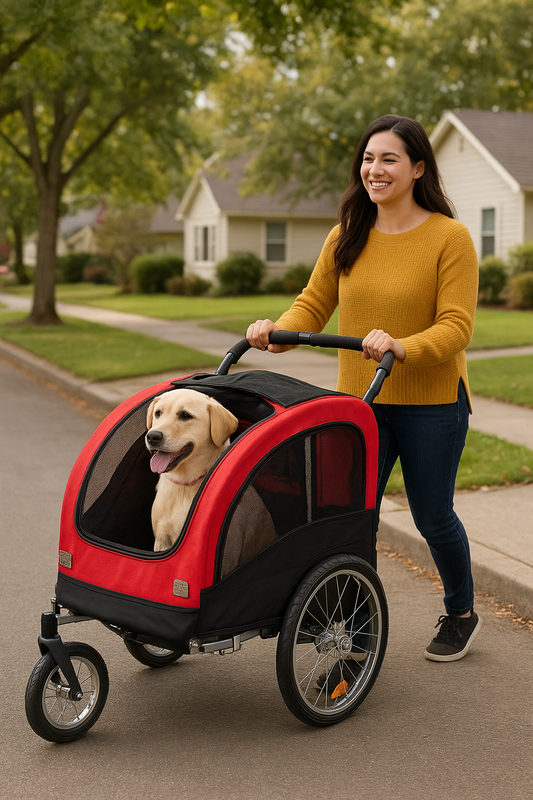 2-in-1 Pet Stroller and Bike Trailer – Durable Carrier with Reflectors & Brakes