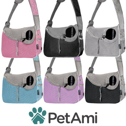 Small Dog Sling Carrier, Soft-Sided Crossbody Puppy Carrying Purse Bag, Adjustable Sling Pet Pouch to Wear Medium Dog Cat Travel, Dog Bag for Traveling, Breathable, Poop Bag Dispenser, Blue