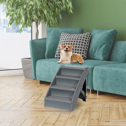 Pet Dog Foldable Stairs 4 Steps for High Bed with Non-Slip Pad for Indoor Outdoor