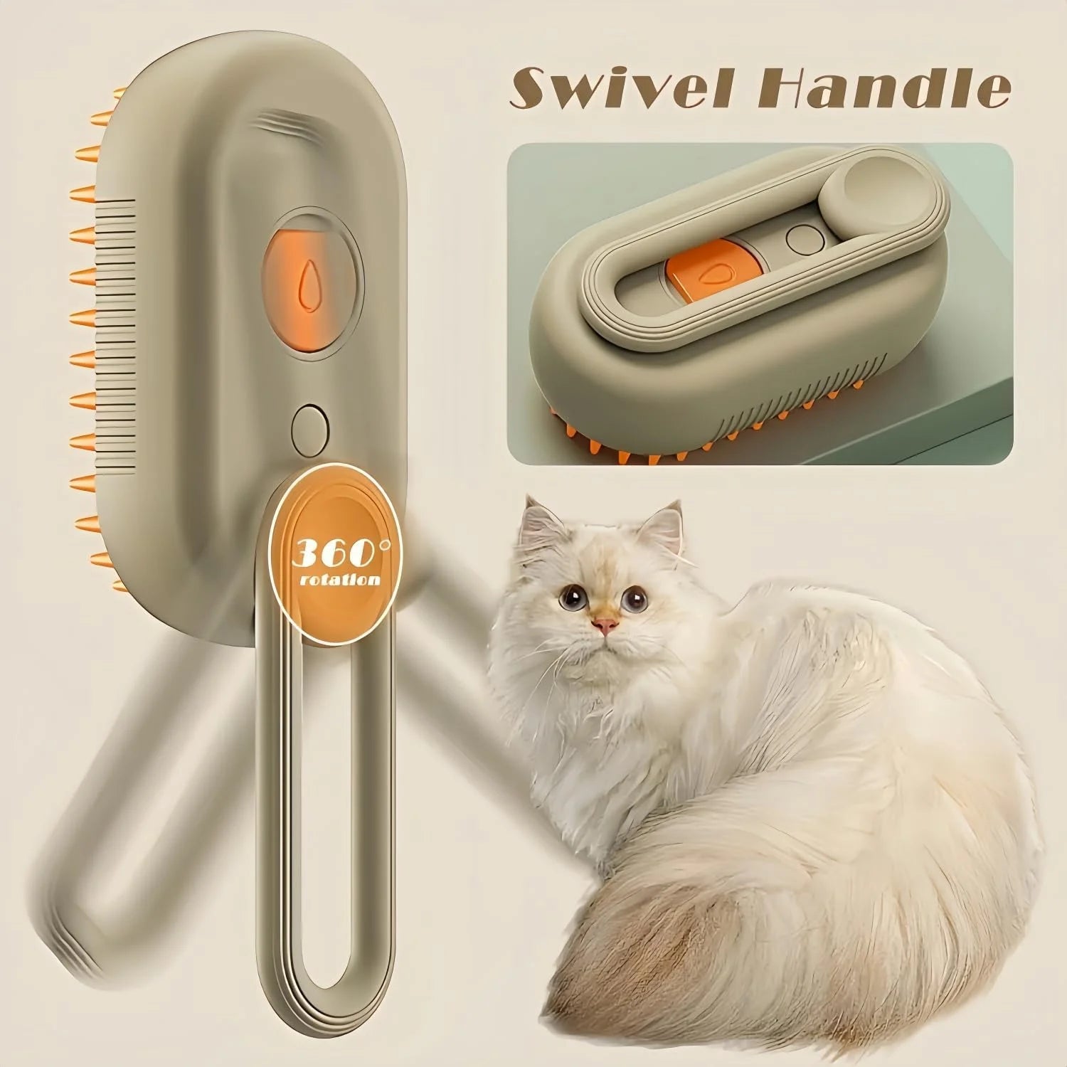Defur Comb for Cats, 2024 New 3-In-1 Cat Steam Brush for Massaging and Cleaning Shedding Pets,  Defur Comb for Long and Short Hair Cats and Dogs Grooming Tool (White)